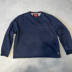 Coleman Mens Blue Sherpa Lined Henley Waffle Sweater Work Shirt Fleece XXL